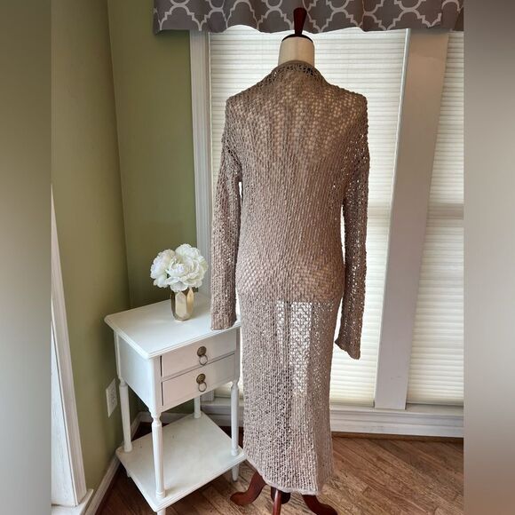 Forever 21 open knit neutral sweater Maxi length cover up Women’s S - Picture 9 of 11